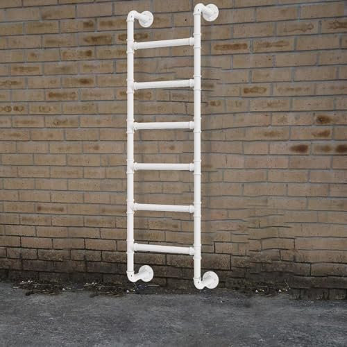 Wrought Iron Basement Window Well Egress Ladder 8 Rung Attic Metal Step Ladders for Outdoor Roof/Garage Heavy Duty Wall Mounted Hanging Ladders 330lbs Capacity (106in)