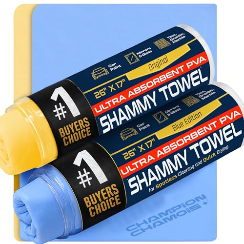 Lot de 2 chiffons de séchage de qualité supérieure pour voiture (66 x 43,2 cm) Chamois synthétique PVA réutilisable – Super absorbant, non pelucheux, anti-rayures pour voitures, bateaux, maison +