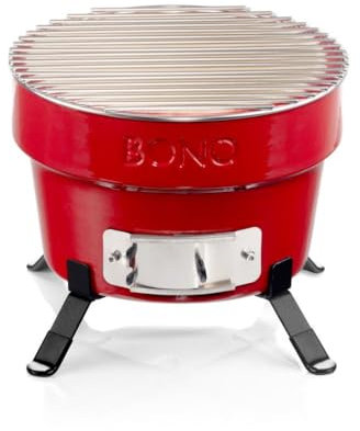 KAMADOBONO - Barbecue Professionale Kamado Bono Hibachi in Ceramica, BBQ senza Coperchio Portatile, a Carbonella, Fino a 2 Persone, Diametro 31 cm e Altezza 27 cm, Colore Rosso
