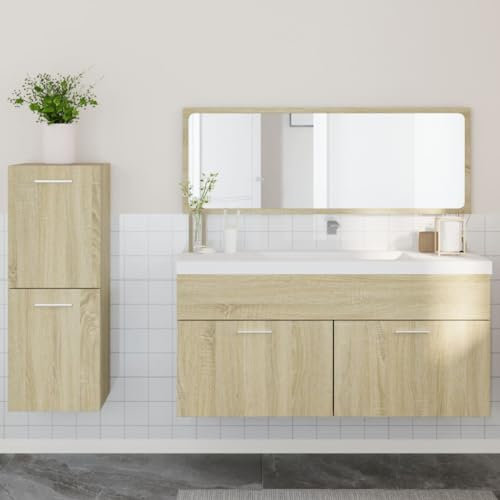 Lauuoeriau Furniture Item home 3-teiliges Badmöbel-Set Sonoma Eiche Holz-Möbel