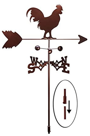 Bousige Banderuola in Metallo, Segnavento da Giardino Animato, Segnavento Aereo,Weathervane Rame d'Epoca Ornamento per La Decorazione del Giardino E della Fattoria-Gallo Segnavento,(3,2)