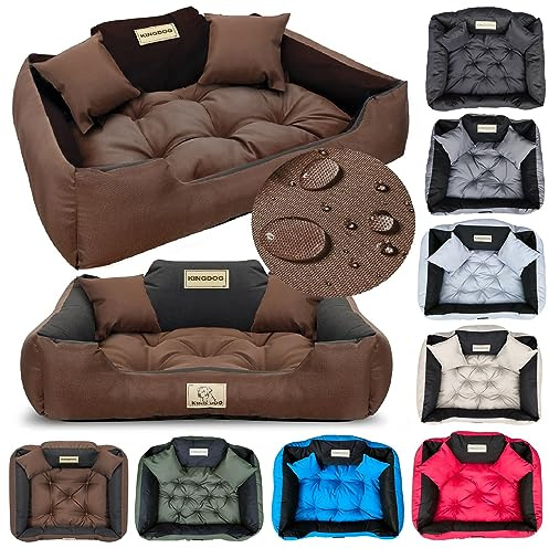 KING DOG Hundebett XXL 130 x 105 cm mit hohem Rand 2 Kissen