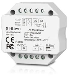 Dimmer LED S1-B 2.4G Dimmer Triac con telecomando AC 100-240V(S1-B only)