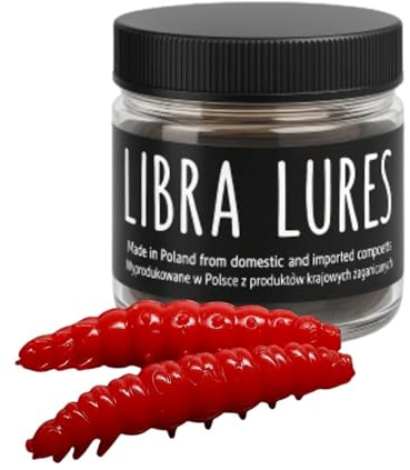 Libra Lures Larva 45mm | Forellenköder Supersoft | Inhalt: 8 Stück | Aroma: Knoblauch | Farbe: 021 Red