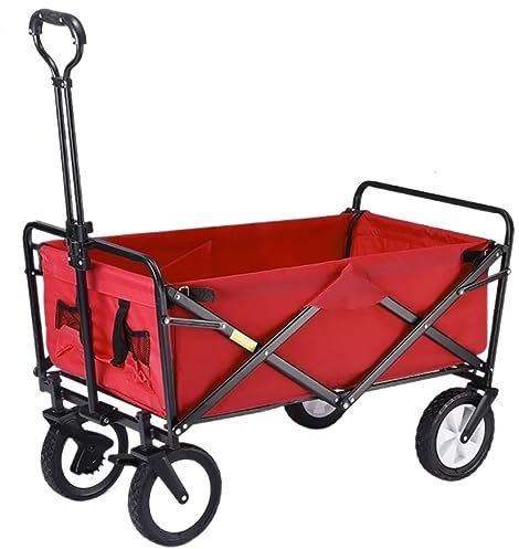 Chariot à Roulettes Chariot De Jardin Portatif De Chariot Se Pliant Avec Le Chariot Pliable De Transport De Main De Chariot De Traction De Chariot De Freins En Acier De 4 Roues Chariot Plage Transport