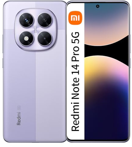 XIAOMI Redmi Note 14 Pro 5G Smartphone, 6.67 Pulgadas, Violet, 12 GB de RAM, 512 GB, Doble SIM, NFC (Cargador Incluido)