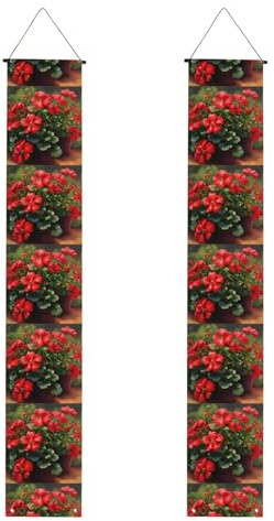 Graduation Porch Banner BROLEO Red geraniums Prints Decor Banner Door Sign, for Outdoor Indoor Yard Party 12''x71''