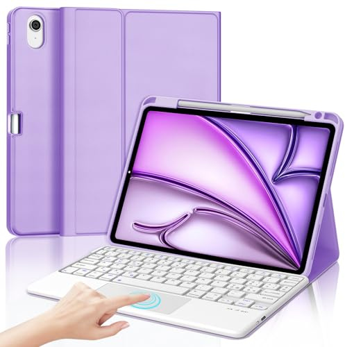 IVEOPPE Tastiera iPad Air 11 (M3 2025/M2 2024) con Touchpad, Cover Tastiera Trackpad Italiano QWERTY Bluetooth Staccabile iPad Air 11 Pollici 2024/2025,Viola Chiaro