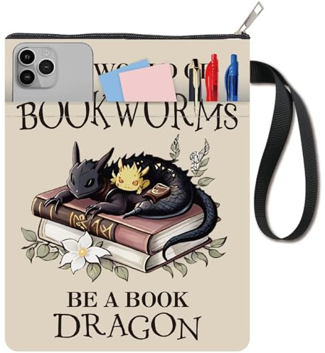 CRASPIRE Funda Libro Cremallera Dragon Books Pouches Impermeable Tela Doble Cara Funda Libro Texto Funda Protectora Tapa Dura 11.02 x 8.66 Pulgadas Funda Cuaderno Asa Bolsillo Adicional Amantes