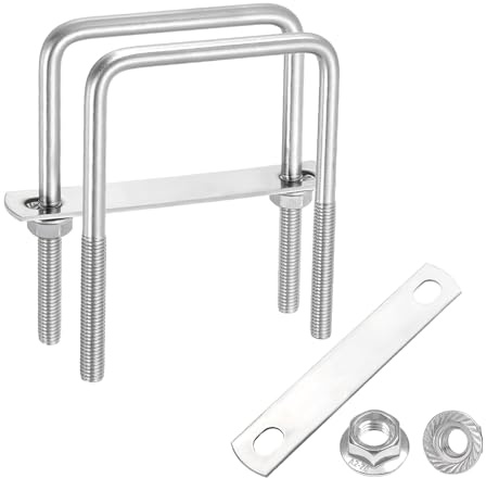 QUARKZMAN 2 Juegos De Pernos U Cuadrados Internos M8 80mm Ancho X 120mm | 3-1/8 Pulgada De Ancho 4-3/4 Pulgada De Longitud Pernos U De Acero Inoxidable 304, Largo, Con Tuercas, Automóvil