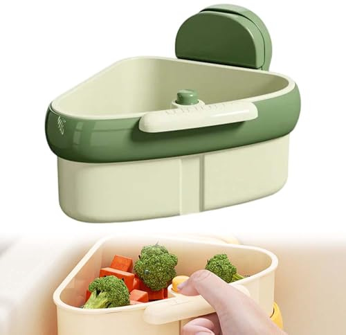 Sieb für Spülbecken, 2026 Upgrade Suction Cup Sink Corner Rack, Multi-Functional Drain Basket Saugtasche Waschbecken Ecke Rack, Küchenspüle Abfluss Korb Abnehmbare Waschbecken Filterkorb (Grün,1Pcs)