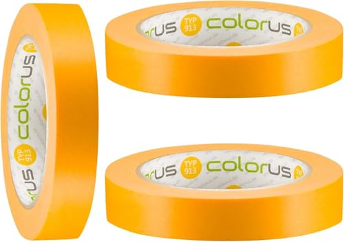 Colorus 3 x Profi Maler-Goldband Soft Tape | Maler Abklebeband 19 mm x 50 m UV beständig | Klebeband für gestochen scharfe Farbkante | Lackierband Lackier-Klebeband Lack-Abdeckband