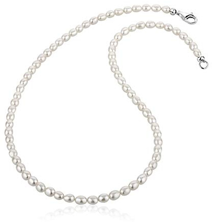 Nenalina Damen Perlenkette Halskette Collier aus Süßwasserperlen und | Karabiner Verschluss aus 925er Sterling Silber Länge 42 - 80 cm