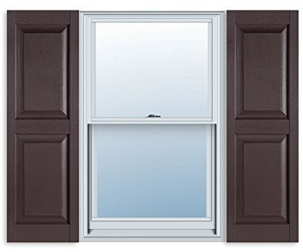Standard erhöhte Panel Außen Vinyl Fensterläden (Paar), Vinyl, Sienna Brown, 15 x 59