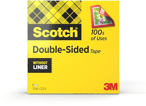 Scotch Ruban Adhésif Double-Face - 1 Rouleau, 19 mm x 33 m - Idéal pour le Bureau et l'École