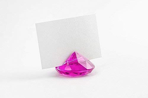 Tischkartenhalter Diamant aus Acryl - verschiedene Farben - für Hochzeit, Taufe, Jubiläum (pink)