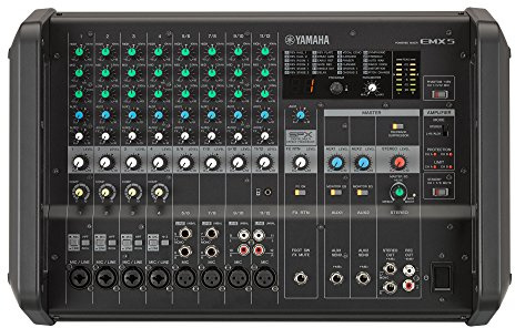 Yamaha EMX2 Mezclador estéreo de 10 entradas con efectos DSP, EMX5, Negro, 12-input