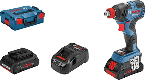 Bosch Professional 18V System Akku Drehschlagschrauber GDX 18V-200 C (inkl. 2x ProCORE 18V 4.0Ah, Schnellladegerät GAL 1880 CV, 2x Einlage, L-BOXX)