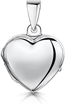 Amberta Echt 925 Sterling Silber - Anhänger in Herzform - Medaillon für Frauen - Besonders Angefertigt mit Bild oder Edelstein