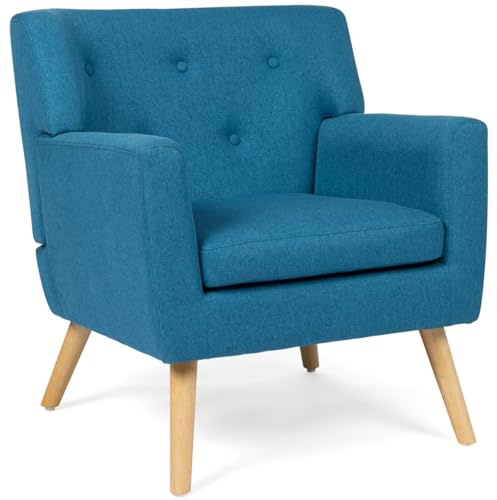 IDMarket - Fauteuil scandinave LIV en Tissu Bleu Canard