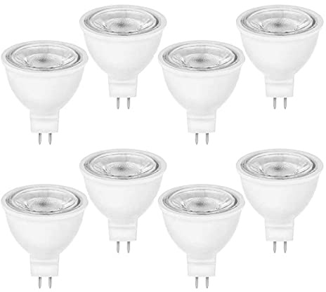 Lxcom Lighting MR16 LED Bulb G5.3 MR16 COB Spotlight 5W LED Light Bulbs 50W Halogen Bulbs 110V 4000K Natural White for Landscape Flood Track Recessed Lighting, Non-Dimmable, 8 Pack
