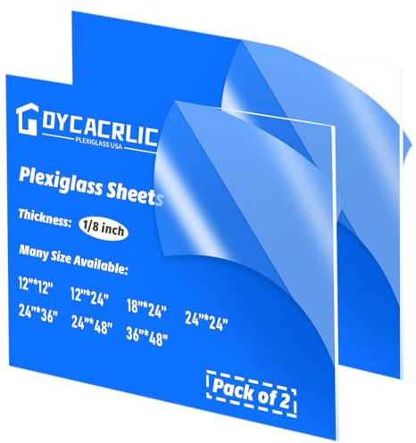 DYCacrlic 2 Pack 24x36 Clear Acrylic Plexiglass Sheet 1/8 Thick Cast Acrylic Sheet, 3mm Transparent Acrylic Board - 24x36 Plexi Glass Perspex Panel for Painting Shelf DIY Wedding Signs Cut to Size