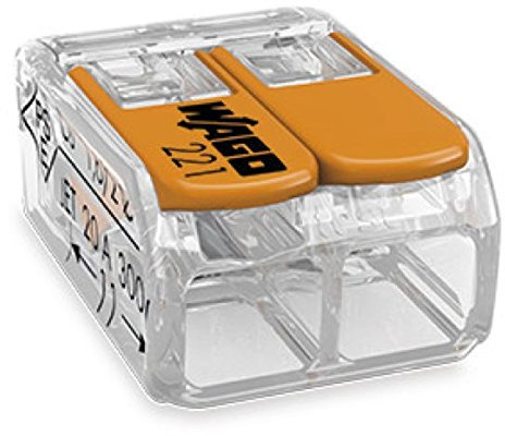 WAGO 221 COMPACT-Verbindungsklemme mit Betätigungshebeln wahlweise 2/3/5-Leiter-Klemme (221-412, 50)