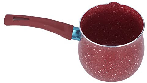 Casserole à Lait, Casserole Antiadhésive de 8 Cm de Diamètre avec Becs Verseurs Casserole en Alliage D'aluminium émaillée à L'intérieur du Revêtement Petite Marmite à Soupe avec(rouge)
