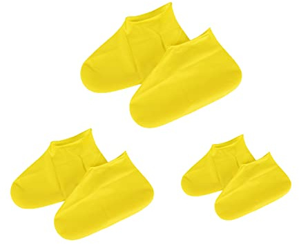DragonX2 Copriscarpe Impermeabili Copriscarpe in Silicone Copristivale da Pioggia Copriscarpe Antiscivolo Riutilizzabili Adatto per Giorni di Pioggia, Giorni di Neve, Strade Fangose (Giallo, 3 Paia)