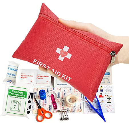 Erste Hilfe Set, First Aid Kit, 96-teiligs Survival Notfall Ausrüstung Verbandskasten für Haus, Büro, Auto, Camping, Wandern, Sport, Rettung