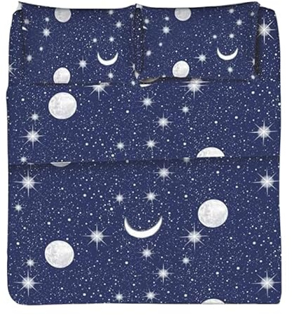 INTRECCI Set Lenzuola una Piazza e Mezza in Flanella, Tessuto in Cotone anti Pilling, Lenzuolo Sotto + Lenzuolo Sopra + 1 Federa, Comfort, Morbidezza, Set Lenzuola Made in Italy, Fantasia: Moon