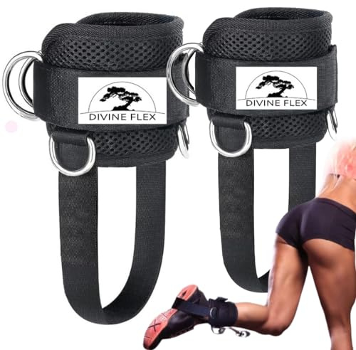 Ankle Straps for Cable Machines - Glute Kickback, Booty Workout, Leg Extension, Hip Abductors - Reinforced D-rings, Ankle Cuffs Gym Cable Attachment for Women & Men