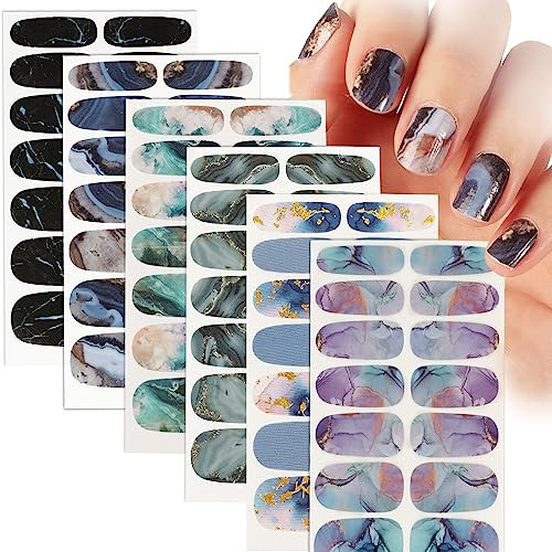 6 Fogli Smalto Adesivo Unghie Marmo Nail Stickers Smalto Stickers per Unghie Marmo Marble Nails Full Cover Decalcomanie Adesive Unghie Nail art