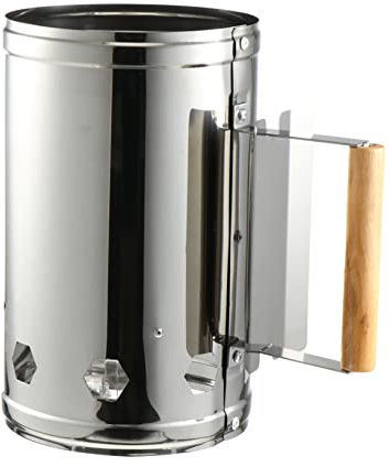 Yardwe Outdoor BBQ Fire Starter Chimney Starter with Heat-Resistant Handle Stainless Steel Charcoal Ignition Barrel for Quick and Even Coal Lighting 10.83X10.83X6.49 Inches