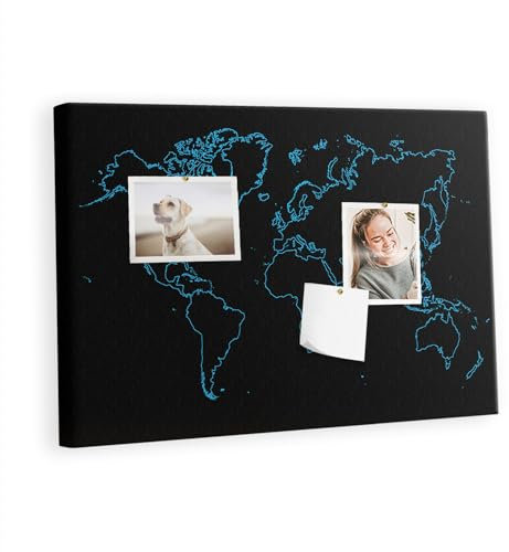 Tulup Reise-Tracker Memoboard Tourkarte Korkbrett 60x40 cm Leinwand Küche Pinnwand - Familieninschrift