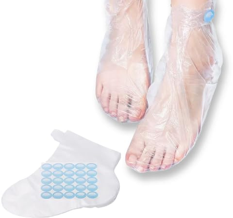 Rukinovi 100 fodere da bagno in paraffina per piedi, usa e getta, in plastica, per idratare i piedi, coperture per spa per piedi, calze per la cura dei piedi, borse idratanti per i piedi (colore