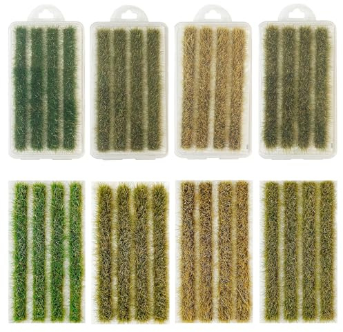 Woohome Reisfeld Grass Tufts Sandtischset Terrain Model Kit 4 Kisten Grass Statisches für Miniatur Landschaften, Sandtisch Themenmodelle, Landschaftsmodell, Garten