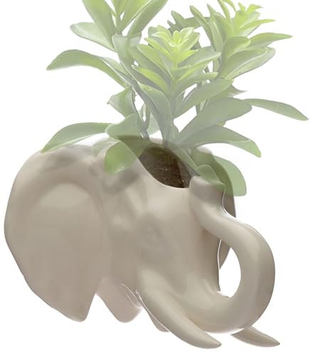 Deko Wandvase ''Bloomy Elephant'' - Blumentopf zum Aufhängen aus Keramik im Elefant Design - Vase Pflanzentopf Übertopf Hund