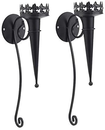 Leisurealeaneag 2 candelabros medievales de pared con diseño de antorcha para dormitorio, comedor o patio