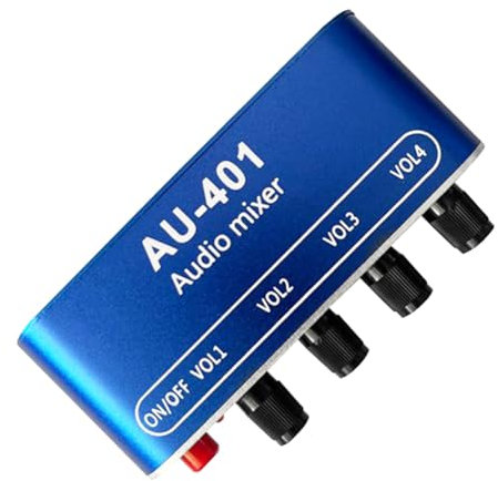 Yuattory DC 5V-12V AU-401 Mixer Audio Stereo 4 Ingressi 1 Uscita Controlla Individualmente la Scheda Mixing Audio Amplificatore per Cuffie DIY