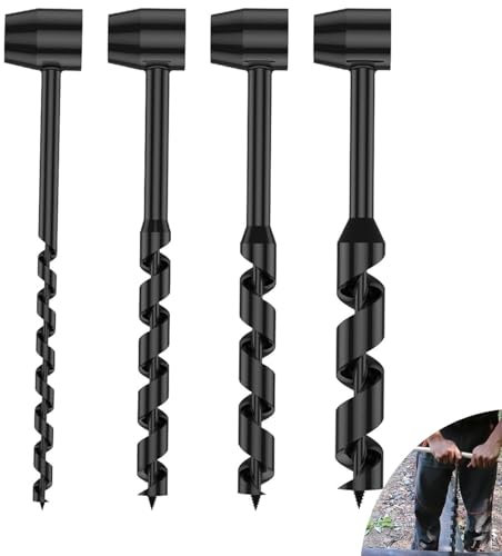 TOOSOAR 4 Pezzi Trapano a Mano per Uso Esterno,Trapano a Mano per La Lavorazione del Legno, per La Sopravvivenza All'Aperto, Campeggio, Lavoro Bushcraft (Nero)