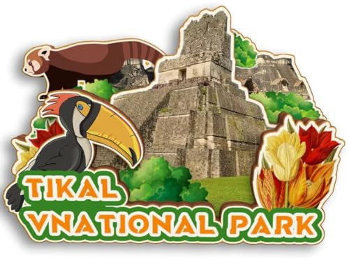 Tikal 3D-Kühlschrankmagnet aus Holz, Motiv: Nationalpark, Guatemala, Stadt, Reise, Souvenir, Kühlschrankaufkleber, Zuhause, Küche, Whiteboard, Dekoration