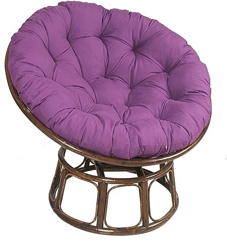Rundes Schaukelkissen mit dicker Perlen-Baumwollfüllung, abnehmbares Eierkissen + rutschfester Gurt, für drinnen und draußen, Schaukelsitz, 130 cm, Violett