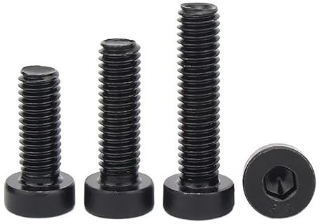 Wildeep 10 Stück M3 M4 Länge 5–30 mm Stahl der Güteklasse 8.8 Schwarz Innensechskant Innensechskant Dünn Flachkopfschraube mit kurzem Profil B166(14mm,M4(10PCS))