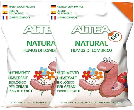 Tecnokit Humus Di Lombrico Naturale Inodore, Concime Organico E Compost Di Lombrico Per Orto, Giardino E Piante In Vaso, Fertilizzante Humus, Agricoltura Biologica, Sacchi Da 1 Kg, 2 Confezioni