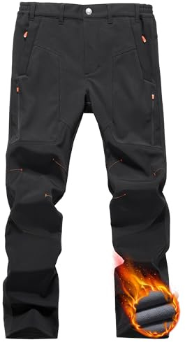 Peakwell Men's Hiking Trousers Fleece Water-Resistant Windproof Ski Pants | Zip Pockets, Fleece Lined, Water-Resistant, Windproof, Thick, Warm, Thermal, Elastic Waistband, Hiking, Walking, Camping, Ski