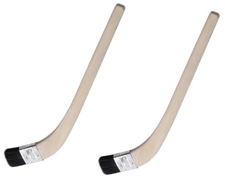 Confezione da 2 pennelli per radiatore, con setole curve da 3,8 cm, con manico lungo in legno, per dipingere aree difficili