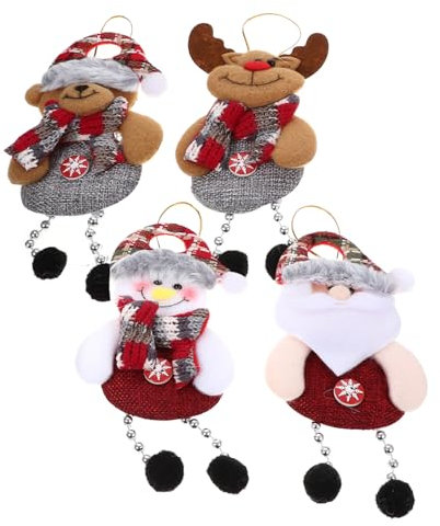 RORPOIR 4stücke Hängende Weihnachtsbaumfiguren Puppenform Christbaumschmuck Ornamente in Puppenform Weihnachtsdekorations-Requisiten Baumschmuck-anhänger