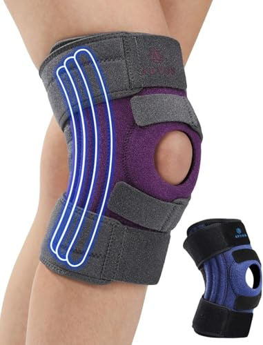 ABYON Rodillera para hombres y mujeres, artritis, desgarro de menisco, LCA, con triple estabilizador lateral y correa ajustable 360° para máximo soporte y recuperación rápida