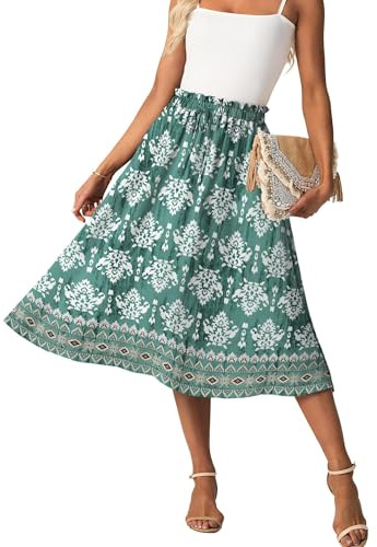 GRECERELLE Jupe midi longue d'été pour femme - Ligne A Flowy - Avec poches - Légère et aérée, XXL